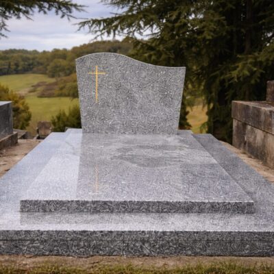 Tombe en granit moderne au cimetière, réalisée par marbrerie-pompes-funebres-mauvezin à mauvezin